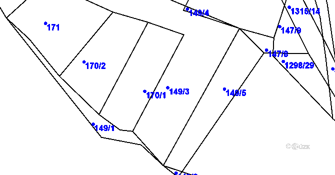 Parcela st. 149/3 v KÚ Jarov, Katastrální mapa