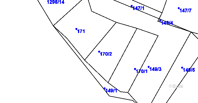 Parcela st. 170/2 v KÚ Jarov, Katastrální mapa