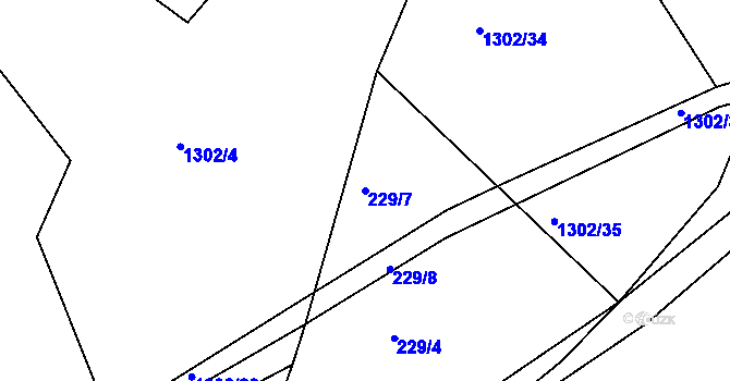 Parcela st. 229/7 v KÚ Jarov, Katastrální mapa