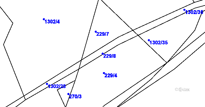 Parcela st. 229/8 v KÚ Jarov, Katastrální mapa