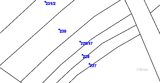 Parcela st. 229/17 v KÚ Jarov, Katastrální mapa
