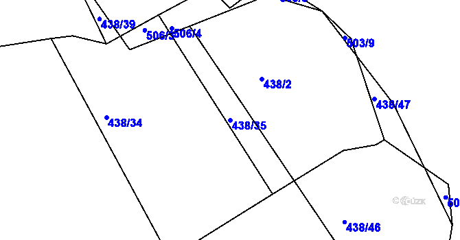 Parcela st. 438/35 v KÚ Jarov, Katastrální mapa