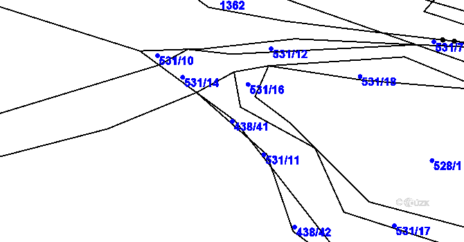 Parcela st. 438/41 v KÚ Jarov, Katastrální mapa