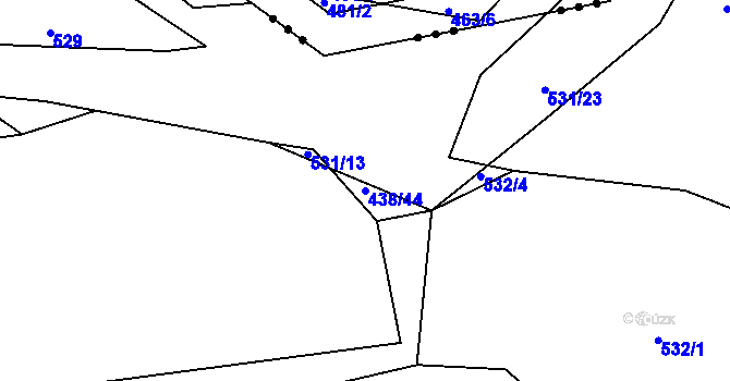 Parcela st. 438/44 v KÚ Jarov, Katastrální mapa