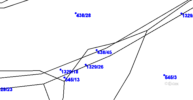 Parcela st. 438/45 v KÚ Jarov, Katastrální mapa