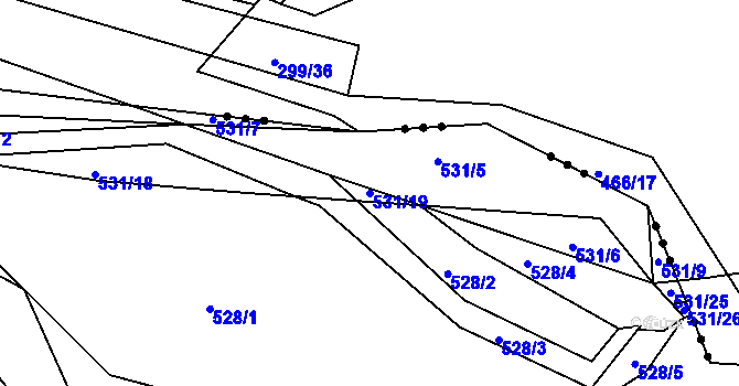 Parcela st. 531/19 v KÚ Jarov, Katastrální mapa