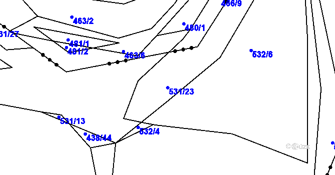 Parcela st. 531/23 v KÚ Jarov, Katastrální mapa