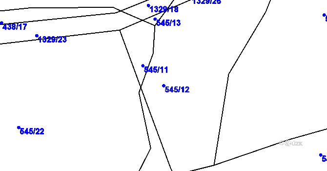 Parcela st. 545/12 v KÚ Jarov, Katastrální mapa