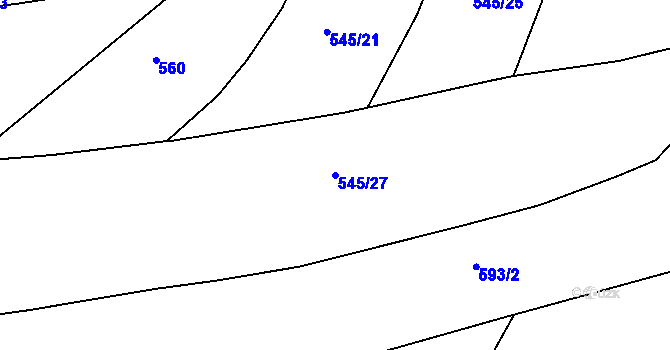 Parcela st. 545/27 v KÚ Jarov, Katastrální mapa