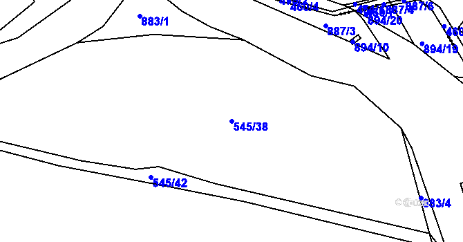 Parcela st. 545/38 v KÚ Jarov, Katastrální mapa
