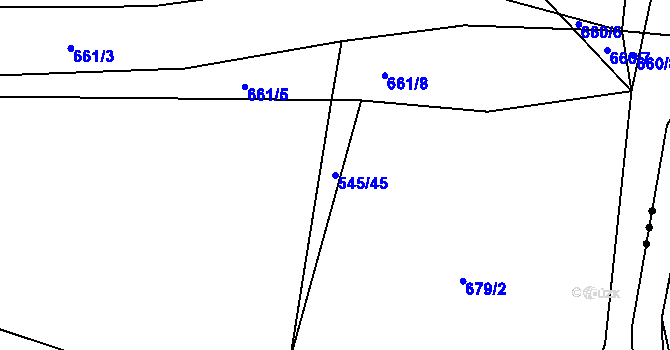 Parcela st. 545/45 v KÚ Jarov, Katastrální mapa
