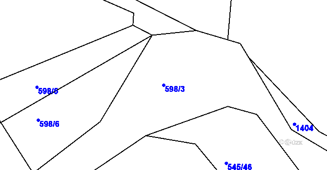 Parcela st. 598/3 v KÚ Jarov, Katastrální mapa