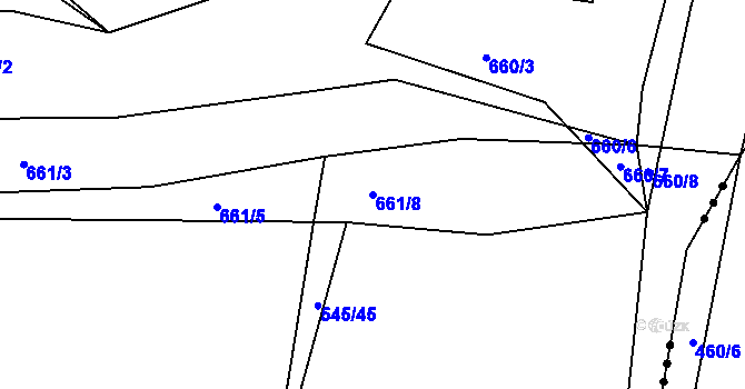 Parcela st. 661/8 v KÚ Jarov, Katastrální mapa