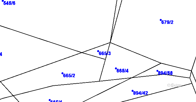 Parcela st. 665/3 v KÚ Jarov, Katastrální mapa