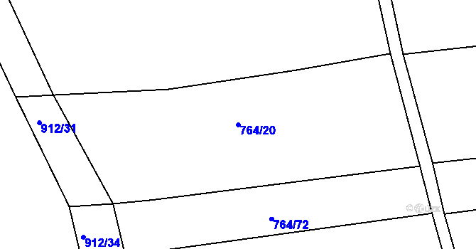 Parcela st. 764/20 v KÚ Jarov, Katastrální mapa