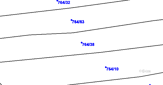 Parcela st. 764/38 v KÚ Jarov, Katastrální mapa
