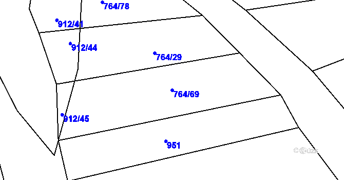 Parcela st. 764/69 v KÚ Jarov, Katastrální mapa
