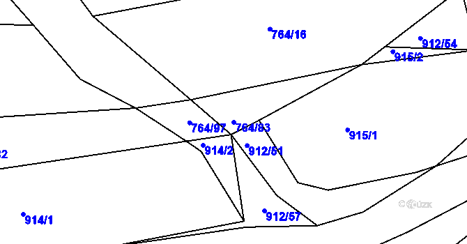 Parcela st. 764/83 v KÚ Jarov, Katastrální mapa