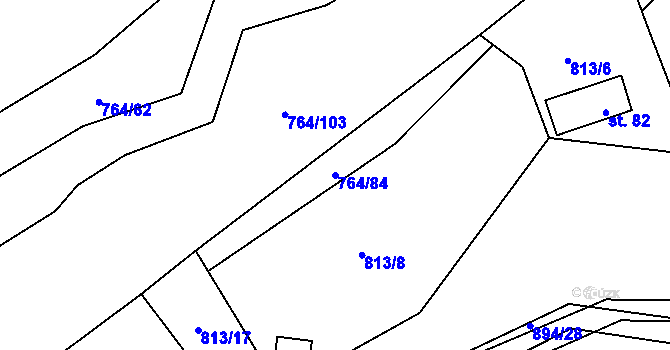 Parcela st. 764/84 v KÚ Jarov, Katastrální mapa