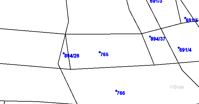 Parcela st. 765 v KÚ Jarov, Katastrální mapa