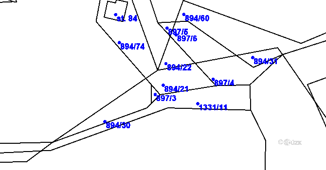 Parcela st. 894/21 v KÚ Jarov, Katastrální mapa