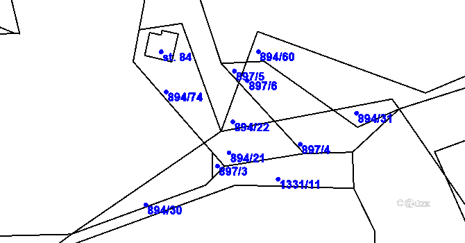 Parcela st. 894/22 v KÚ Jarov, Katastrální mapa