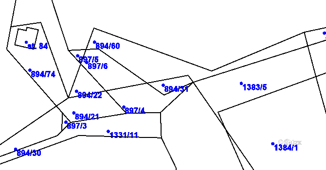 Parcela st. 894/31 v KÚ Jarov, Katastrální mapa