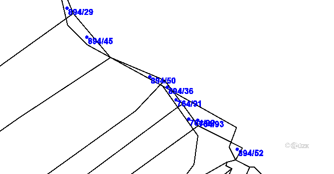 Parcela st. 894/36 v KÚ Jarov, Katastrální mapa