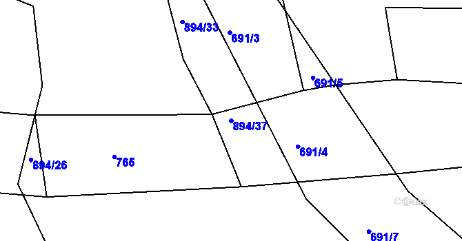 Parcela st. 894/37 v KÚ Jarov, Katastrální mapa