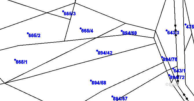Parcela st. 894/42 v KÚ Jarov, Katastrální mapa