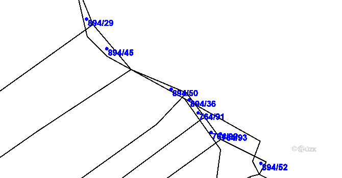 Parcela st. 894/50 v KÚ Jarov, Katastrální mapa