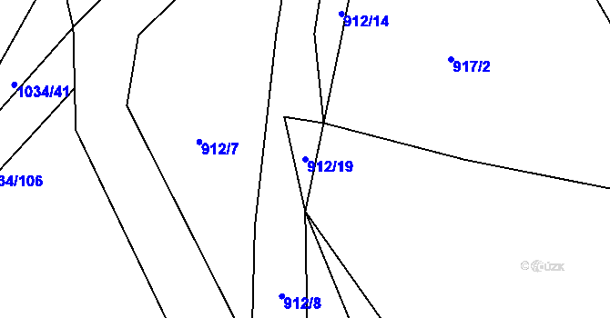 Parcela st. 912/19 v KÚ Jarov, Katastrální mapa