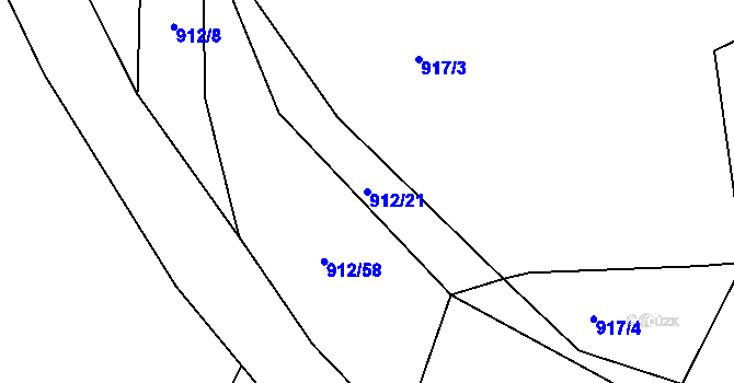 Parcela st. 912/21 v KÚ Jarov, Katastrální mapa