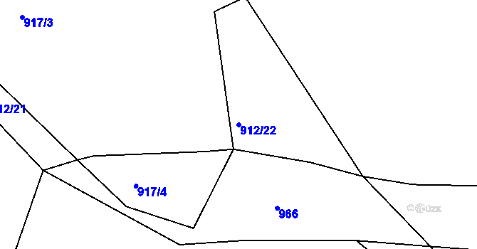 Parcela st. 912/22 v KÚ Jarov, Katastrální mapa