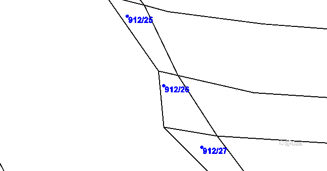Parcela st. 912/26 v KÚ Jarov, Katastrální mapa