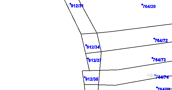 Parcela st. 912/34 v KÚ Jarov, Katastrální mapa
