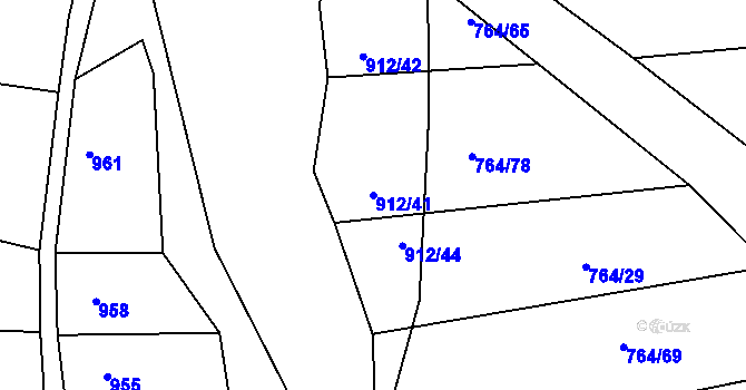 Parcela st. 912/41 v KÚ Jarov, Katastrální mapa