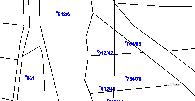 Parcela st. 912/42 v KÚ Jarov, Katastrální mapa