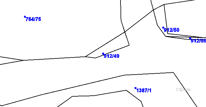 Parcela st. 912/49 v KÚ Jarov, Katastrální mapa