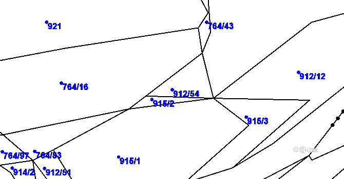 Parcela st. 912/54 v KÚ Jarov, Katastrální mapa