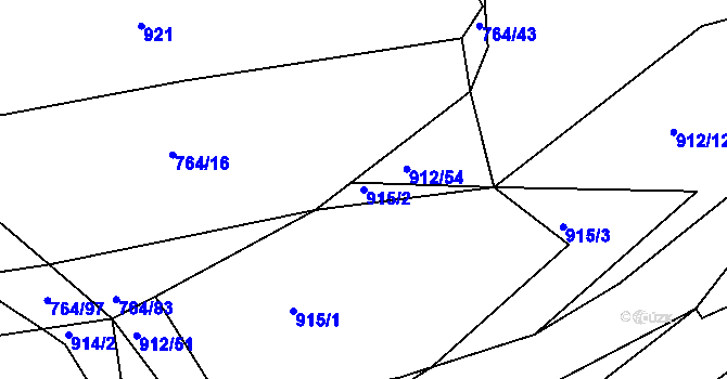 Parcela st. 915/2 v KÚ Jarov, Katastrální mapa