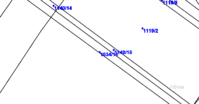 Parcela st. 1034/18 v KÚ Jarov, Katastrální mapa