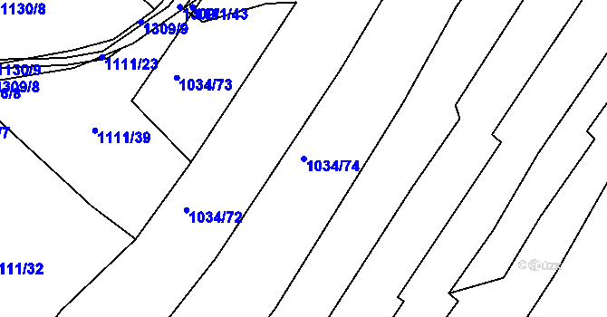 Parcela st. 1034/74 v KÚ Jarov, Katastrální mapa