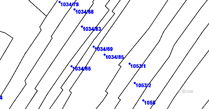 Parcela st. 1034/85 v KÚ Jarov, Katastrální mapa