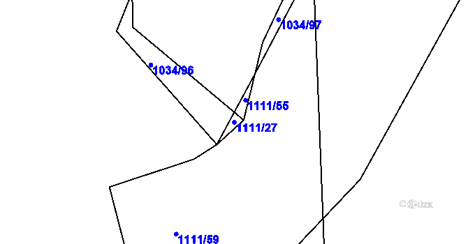 Parcela st. 1111/27 v KÚ Jarov, Katastrální mapa