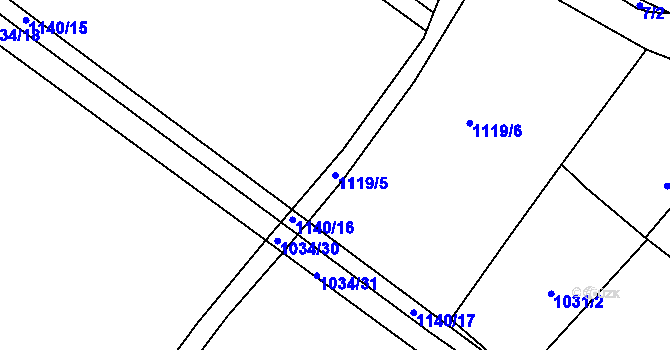 Parcela st. 1119/5 v KÚ Jarov, Katastrální mapa