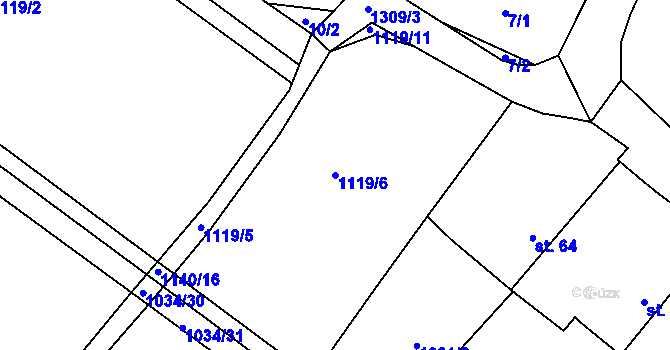 Parcela st. 1119/6 v KÚ Jarov, Katastrální mapa
