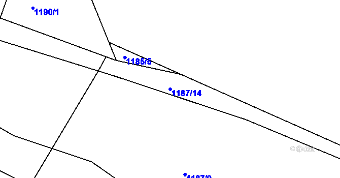 Parcela st. 1187/14 v KÚ Jarov, Katastrální mapa