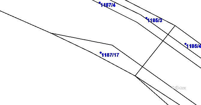 Parcela st. 1187/17 v KÚ Jarov, Katastrální mapa