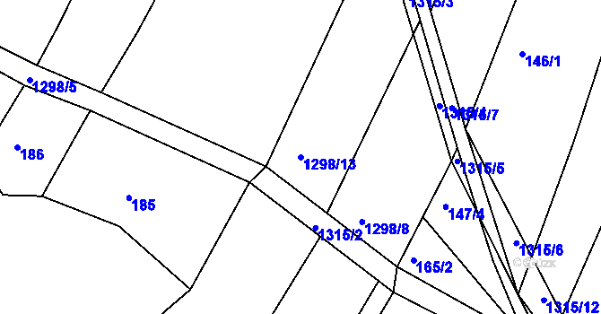 Parcela st. 1298/13 v KÚ Jarov, Katastrální mapa